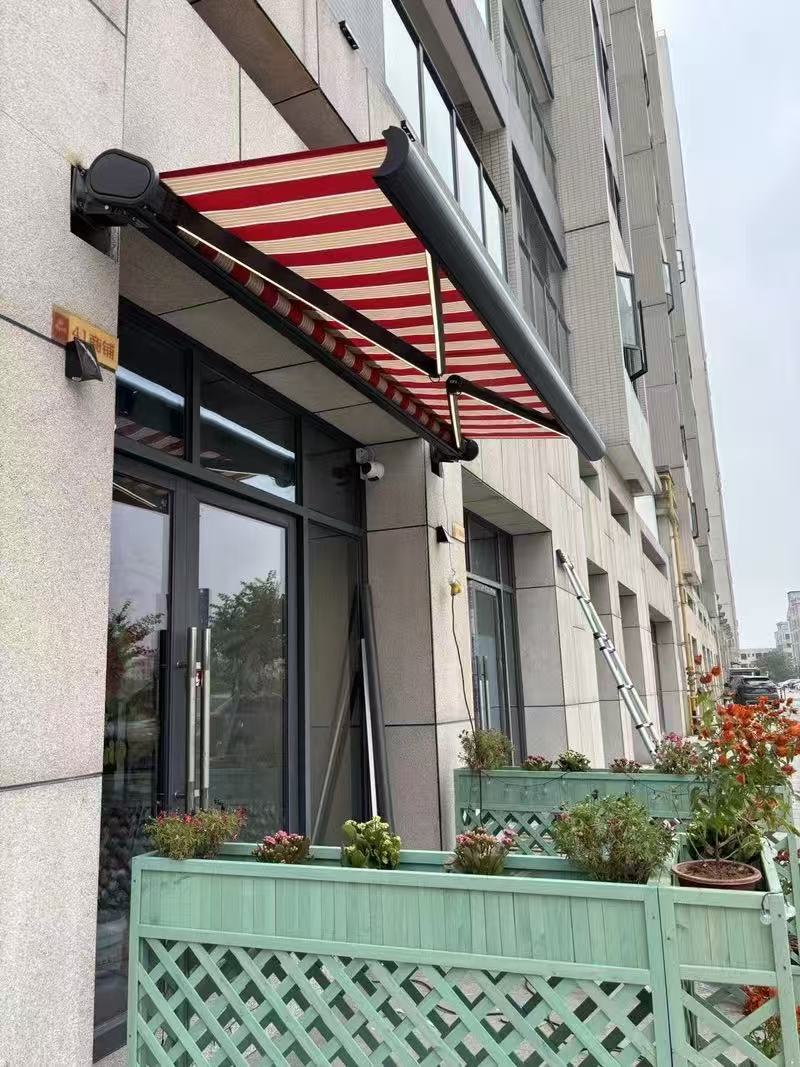 Premium Retractable Motorized Patio Awning with Integrated LED Lights