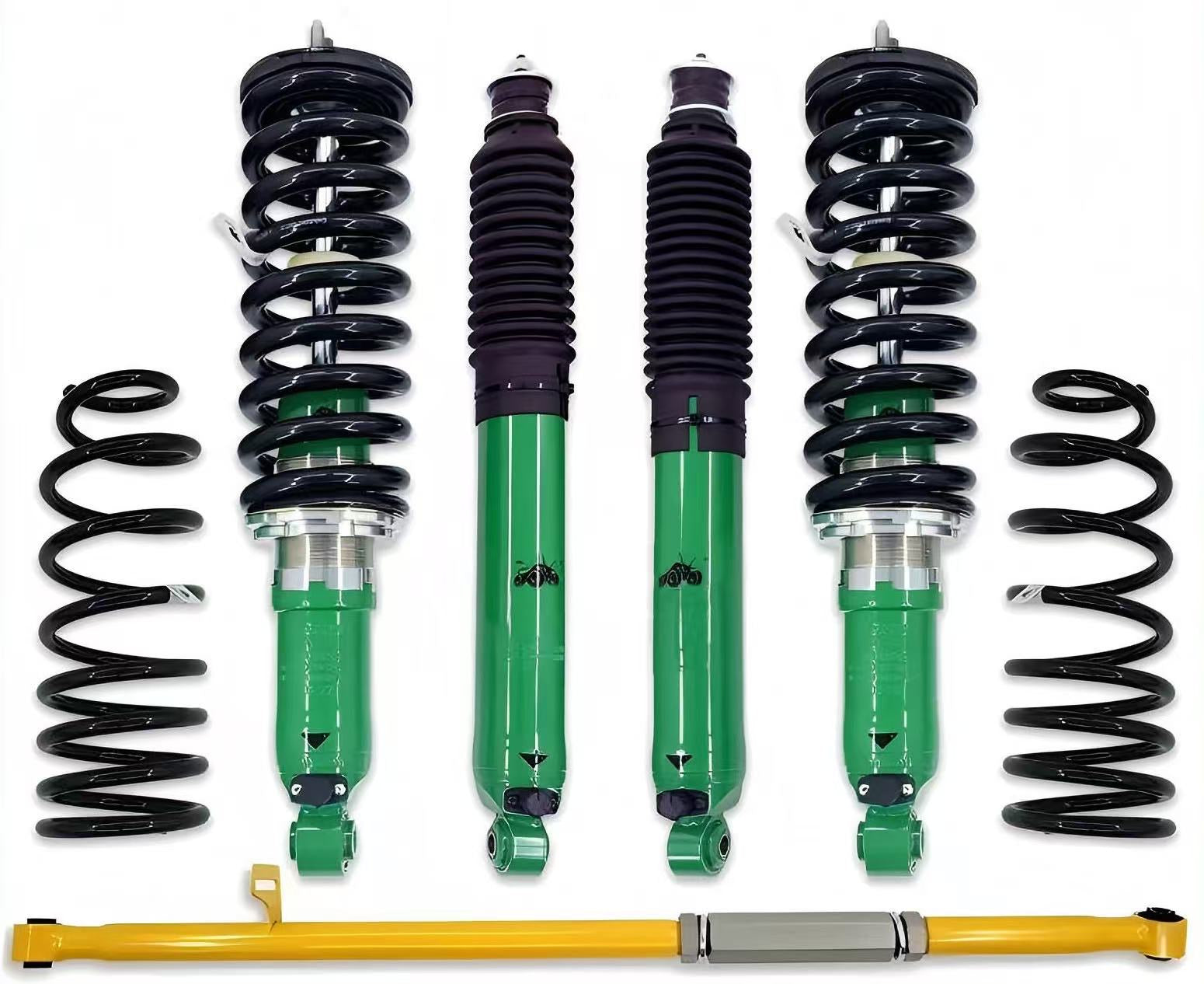 Adjustable Coilover Suspension Kit – Full Lowering Spring & Shock Absorber System | Height & Damping Control Compatible with Honda, Toyota, Subaru, Nissan.