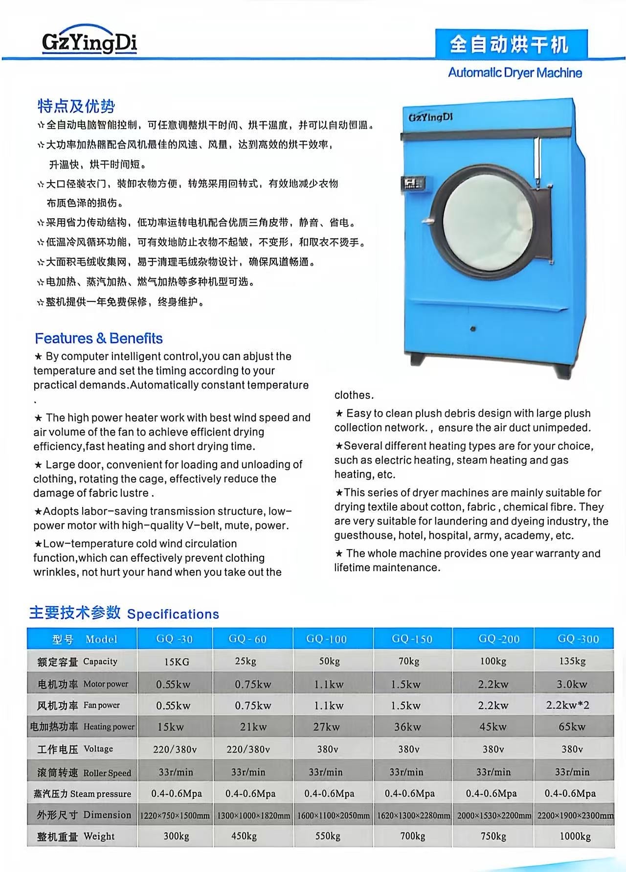 Industrial Heavy-Duty Tumble Dryer