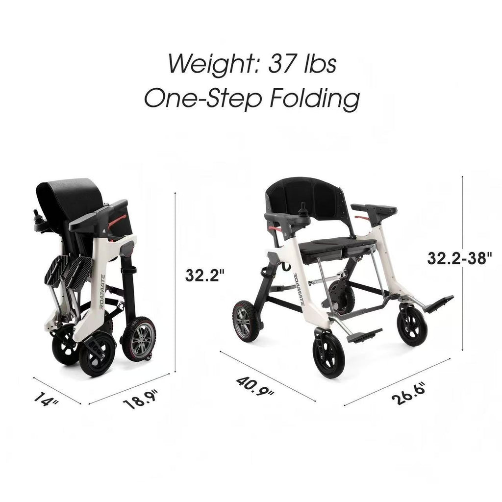 Roamate Lightweight Folding Electric Wheelchair – 37lbs, One-Step Fold