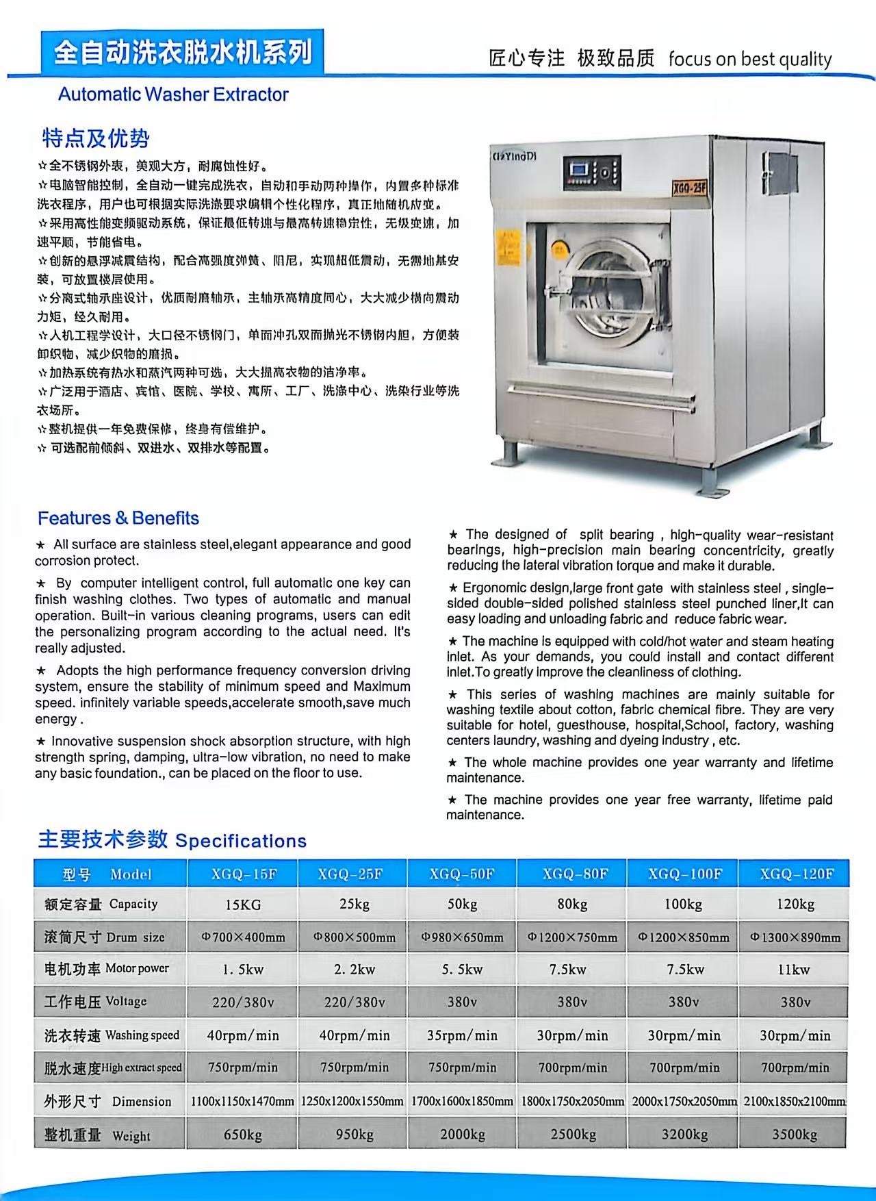 Industrial Washer Extractor | Commercial Washing Machine 15-120kg