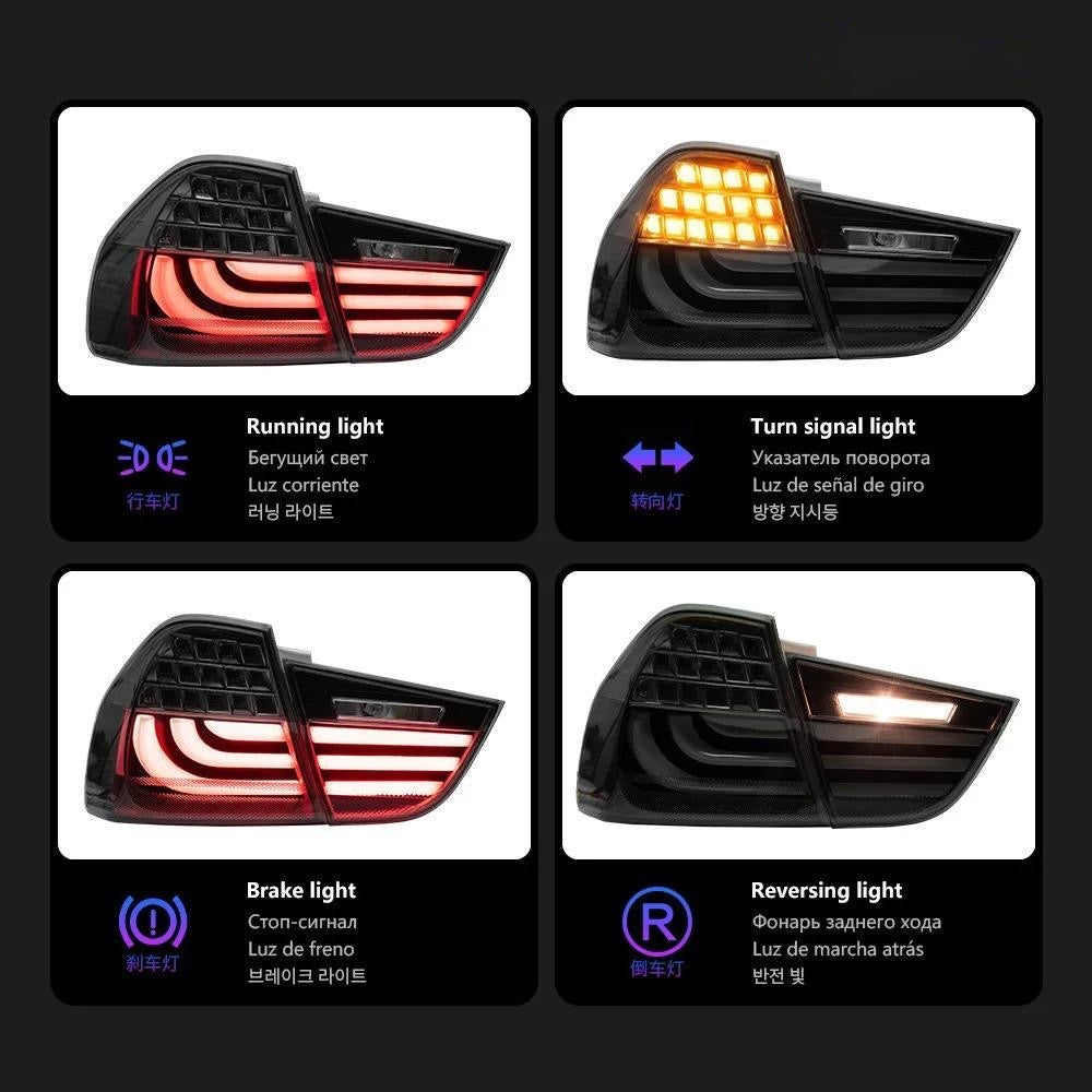 Aftermarket Sequential LED Tail Lights compatible with 2005-2012 E90/E92 | Smoked & Red Lens Options (NOT OEM PART)