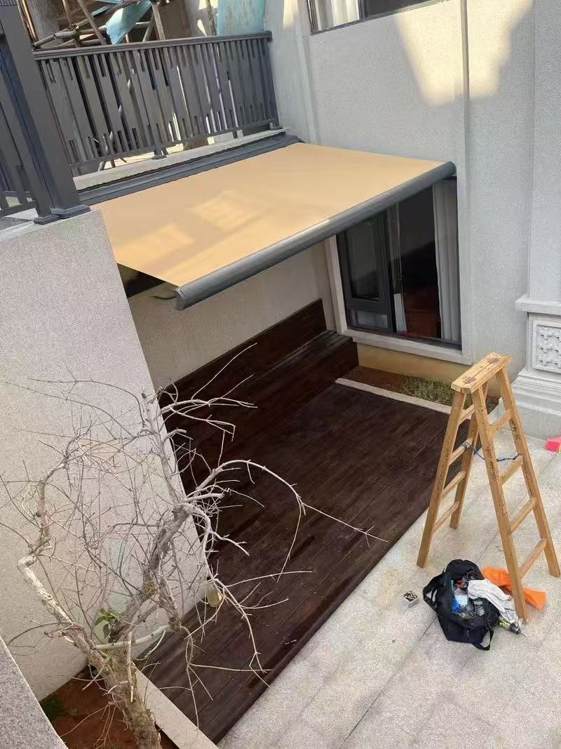 Premium Retractable Motorized Patio Awning with Integrated LED Lights